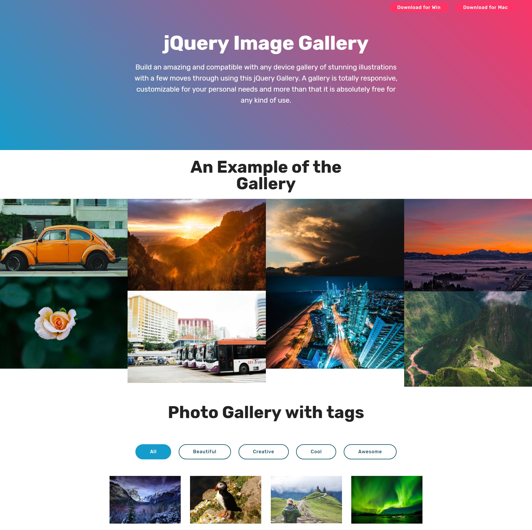 HTML Bootstrap Photo Gallery