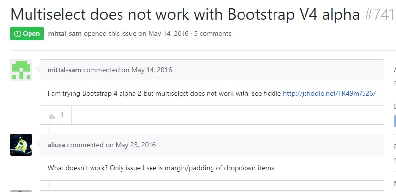 Multiselect does  not actually  operate  by using Bootstrap V4 alpha
